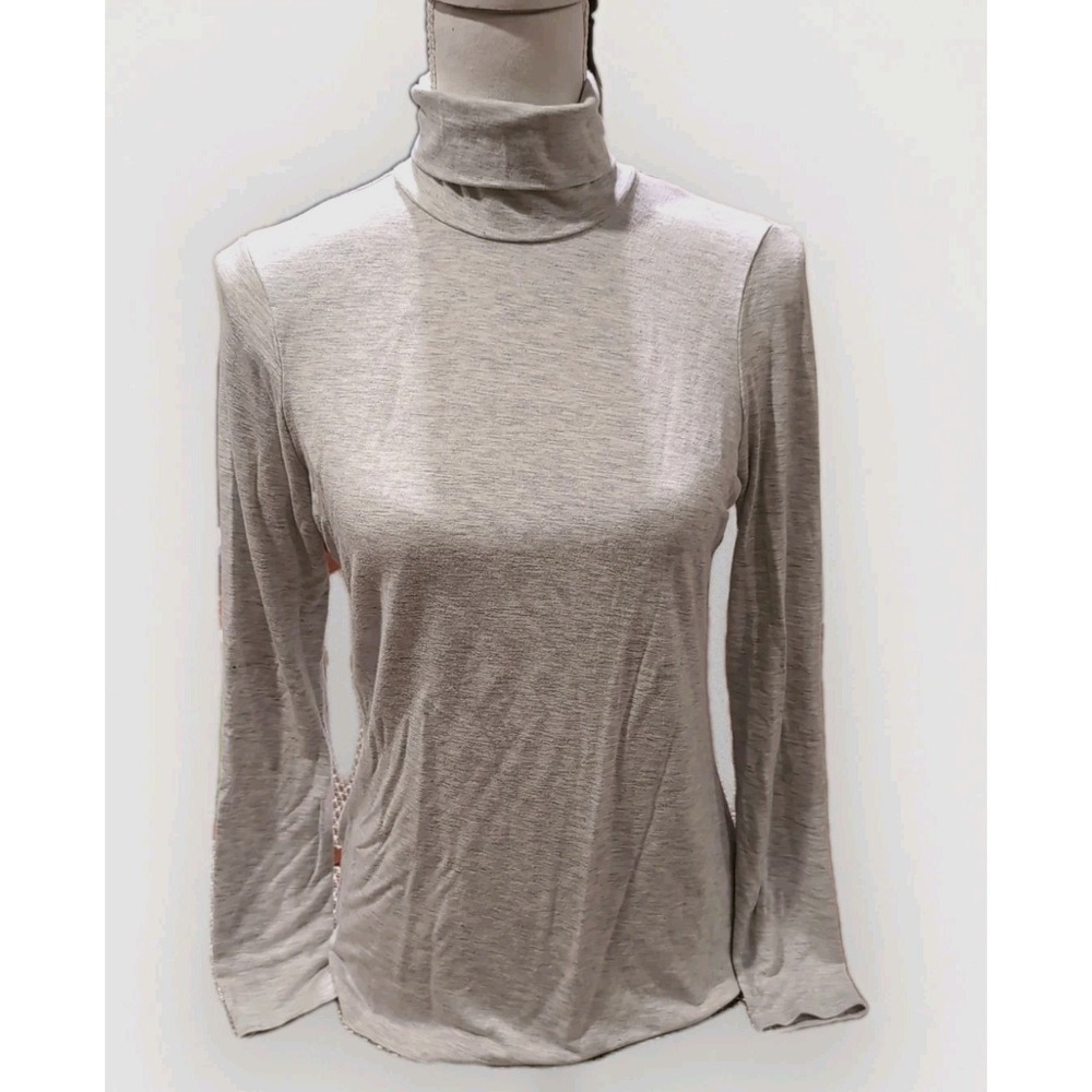 Tahari Womens Heather Gray Modal Blend Turtleneck Long Sleeve Top Size S